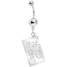 Load image into Gallery viewer, Aqua Gem Love Letter Dangle Belly Ring
