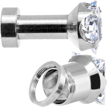 Load image into Gallery viewer, 8G Stainless Steel Clear Square CZ Screw Fit Tunnel Set
