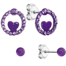 Load image into Gallery viewer, Purple Heart Loop Stud Earring Set
