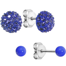 Load image into Gallery viewer, Blue Gem Dome Stud Earring Set
