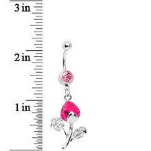 Load image into Gallery viewer, Pink Gem Tulip Flower Belly Ring
