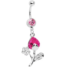 Load image into Gallery viewer, Pink Gem Tulip Flower Belly Ring
