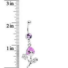 Load image into Gallery viewer, Violet Gem Tulip Flower Belly Ring
