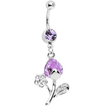 Load image into Gallery viewer, Violet Gem Tulip Flower Belly Ring
