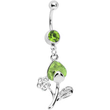 Load image into Gallery viewer, Peridot Gem Tulip Flower Belly Ring
