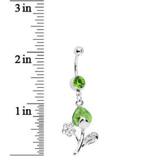 Load image into Gallery viewer, Peridot Gem Tulip Flower Belly Ring
