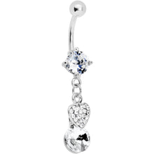 Load image into Gallery viewer, Crystalline Gem Sparkle Heart Solitaire Belly Ring
