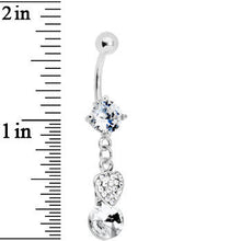 Load image into Gallery viewer, Crystalline Gem Sparkle Heart Solitaire Belly Ring
