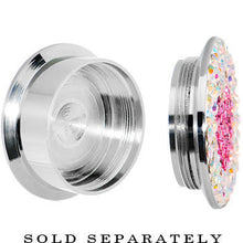 Load image into Gallery viewer, 20mm Stainless Steel Aurora Gem Pink Heart Screw Fit Plug
