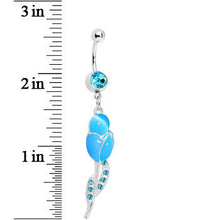 Load image into Gallery viewer, Aqua Gem Tulip Globe Flower Belly Ring
