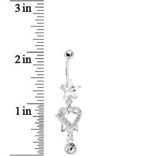 Load image into Gallery viewer, Crystalline Gem Heart of a Star Drop Belly Ring
