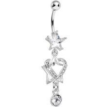 Load image into Gallery viewer, Crystalline Gem Heart of a Star Drop Belly Ring
