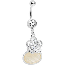 Load image into Gallery viewer, Crystalline Gem Oval Shimmer Flower Belly Ring

