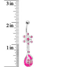 Load image into Gallery viewer, Pink Gem Explosion Teardrop Flower Belly Ring
