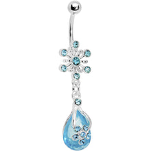 Load image into Gallery viewer, Aqua Gem Explosion Teardrop Flower Belly Ring
