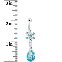 Load image into Gallery viewer, Aqua Gem Explosion Teardrop Flower Belly Ring

