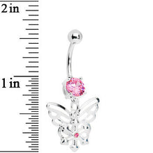 Load image into Gallery viewer, Passion Pink Gem Encompass Butterfly Belly Ring
