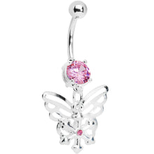Load image into Gallery viewer, Passion Pink Gem Encompass Butterfly Belly Ring
