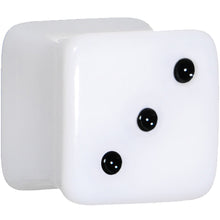 Load image into Gallery viewer, 00G White Acrylic Square Dice Saddle Plug
