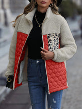 Load image into Gallery viewer, Unique Autumn Leopard Color Block Zip-Up Jacket Trendy Lightweight Jacket with Pockets Charming Winter Jacket
