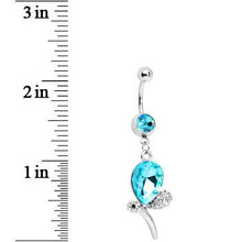 Load image into Gallery viewer, Aqua Gem Teardrop Dragonfly Belly Ring
