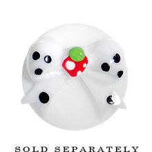 Load image into Gallery viewer, 0G White Acrylic Berry Polka Dot Bow Saddle Plug
