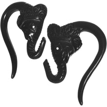 Load image into Gallery viewer, 6G Black Acrylic Lucky Elephant Hanger Plug Set
