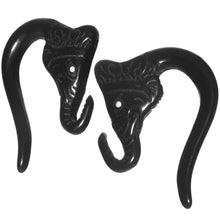 Load image into Gallery viewer, 8G Black Acrylic Lucky Elephant Hanger Plug Set
