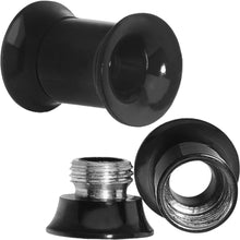 Load image into Gallery viewer, 2G Anodized Titanium Black Double Flare Screw Fit Tunnel
