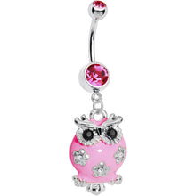 Load image into Gallery viewer, Pink Gem Flower Owl Belly Ring
