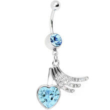 Load image into Gallery viewer, Aqua Gem Heart Trails Belly Ring
