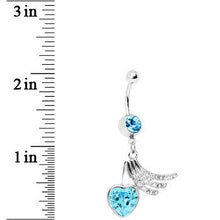 Load image into Gallery viewer, Aqua Gem Heart Trails Belly Ring
