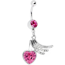 Load image into Gallery viewer, Pink Gem Heart Trails Belly Ring
