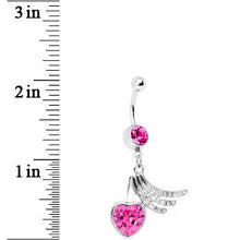 Load image into Gallery viewer, Pink Gem Heart Trails Belly Ring
