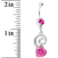 Load image into Gallery viewer, Pink Gem Cosmic Swirl Heart Belly Ring
