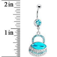 Load image into Gallery viewer, Aqua Gem Pretty Purse Dangle Belly Ring
