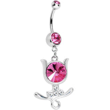 Load image into Gallery viewer, Pink Gem Floral Wisp Tulip Leaf Flower Belly Ring
