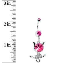 Load image into Gallery viewer, Pink Gem Floral Wisp Tulip Leaf Flower Belly Ring
