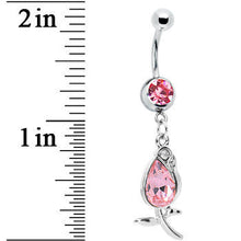 Load image into Gallery viewer, Pink Gem Flower Bud Belly Ring
