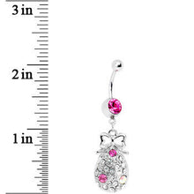 Load image into Gallery viewer, Pink Gem Bow and Paved Teardrop Belly Ring
