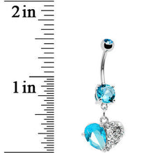Load image into Gallery viewer, Aqua Gem Half My Heart Belly Ring
