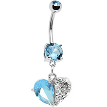 Load image into Gallery viewer, Aqua Gem Half My Heart Belly Ring
