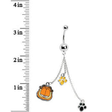 Load image into Gallery viewer, Paw Print Chain Dangle Garfield Belly Ring
