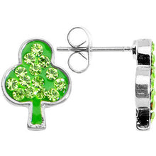 Load image into Gallery viewer, Green Ferido Crystal Lucky Clover Stud Earrings
