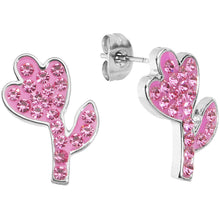 Load image into Gallery viewer, Pink Ferido Crystal Flower Stud Earrings
