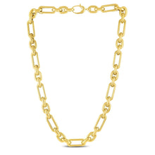 Load image into Gallery viewer, 14k Yellow Gold Italian Alternating Paperclip Oval Links Chain Necklace

