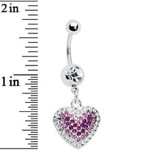 Load image into Gallery viewer, Crystalline Gem Violet Paved Heart Belly Ring

