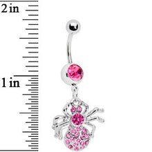 Load image into Gallery viewer, Pink Gem Circle Center Spider Belly Ring
