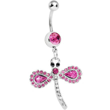 Load image into Gallery viewer, Pink Gem Fancy Wing Dragonfly Belly Ring
