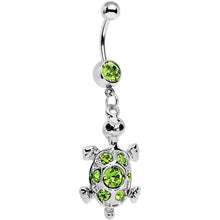 Load image into Gallery viewer, Green Gem Turtle Belly Ring
